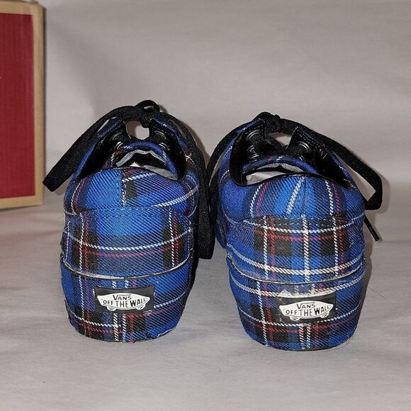 Vans Old Skool Platform Patent Plaid Blue Black Sneaker Shoes Women 5.5 Men 7 - Picture 6 of 15